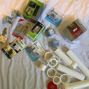 Assorted Hardware and Plumbing Supplies screws light switch etc